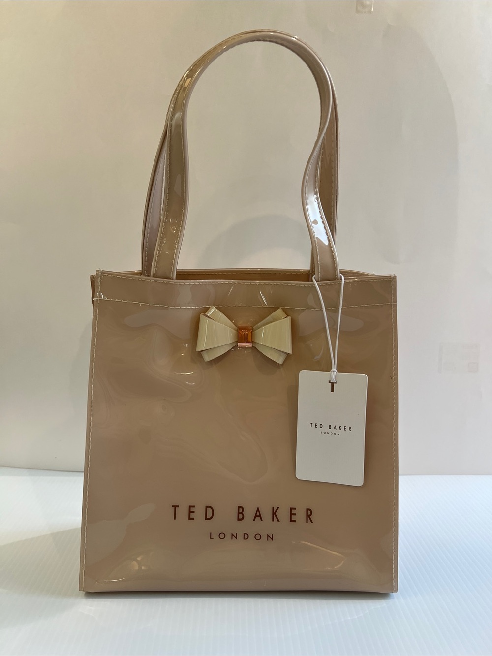New Ted Baker Women’s Nude Patent Bow Tote Bag